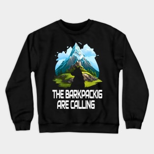 cool hiking season dog silhouette mountaineering backpacking mountain climbing nature lover traveling trekking Crewneck Sweatshirt